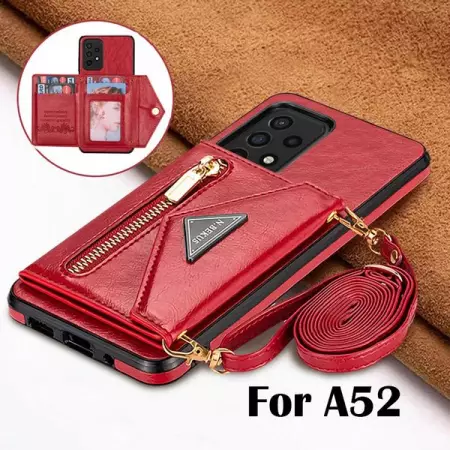Triangle Crossbody Zipper Wallet Card Leather Case For Samsung Galaxy A