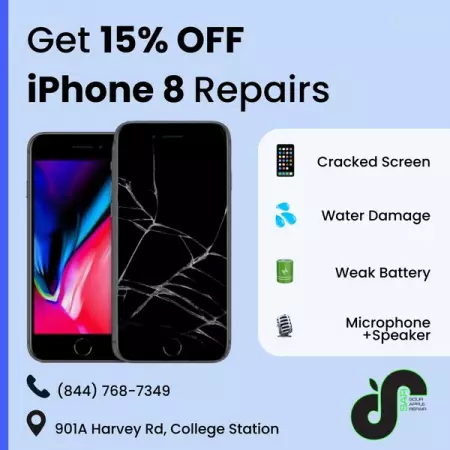  15 OFF any iPhone 8 repair with appointment 

Come get your iPhone fixed at College Sta