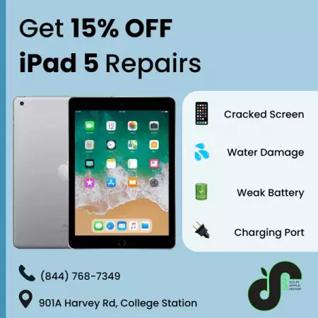  15 OFF any iPad 5 repair with appointment 

Come get your iPhone fixed at College Stati